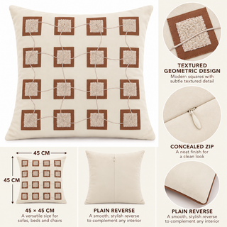 K Collection Decorative Geometric Cushion 45cm – Cocoa Cream