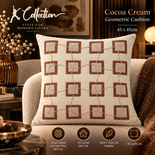 K Collection Decorative Geometric Cushion 45cm – Cocoa Cream