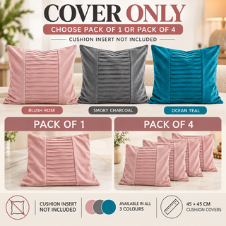 K Collection Pleated Velvet Cushion 45cm – Centre Detail – Cover Only