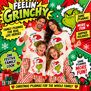 Ladies Grinch Christmas Pyjamas - Feelin’ Grinchy Festive Design - Sizes S-2XL