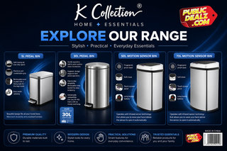 K Collection 50L Sensor Bin for Kitchen – Large Automatic Motion Sensor Waste Bin – Soft-Close, Fingerprint-Resistant Steel – USB-C or Battery Powered – Silver