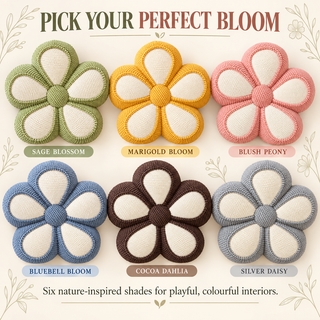 K Collection 18" Plush Flower Shaped Cushion – 6 Bloom Colours