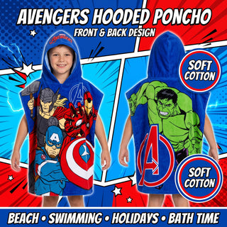 Marvel Hooded Towel Poncho - Lets Go Design - 100% Cotton - 115 x 50 cm