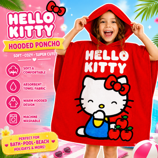 Official Hello Kitty Hooded Towel Poncho – 55 x 50cm