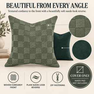 K Collection Corduroy Check Cover Only Cushions 45cm – Multiple Colours
