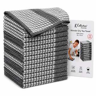 K Collection Cotton Check Wonderdry Tea Towels 50 x 70cm – Black, Grey & Assorted Colours