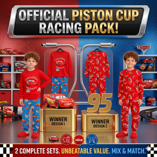 Disney Boys Lightning McQueen Long Pyjamas 2 Pack - 100% Cotton Kids Sleepwear
