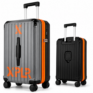XPLR 20" Cabin Suitcase Hard Shell Carry On with USB Port, Cup Holder, TSA Lock & 360° Spinner Wheels