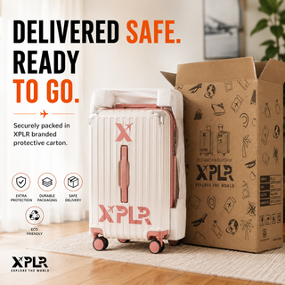 XPLR Cabin Suitcase 20 Inch (55x34x24cm) - Hard Shell Carry On Luggage with USB Charging Port, Cup Holder, TSA Lock, 360° Spinner Wheels, Lightweight 2.8kg Hand Luggage for Travel