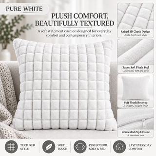 K Collection Plush Check Cushion 45cm – Filled, Pack of 1 or 4