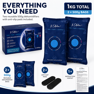 K Collection Reusable Car Dehumidifier Bags for Damp & Condensation – 500g