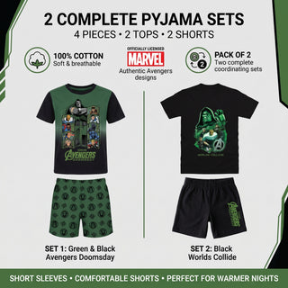 Marvel Avengers Doomsday Kids 2 Pack Short Pyjamas - 3-4 to 13-14 Years