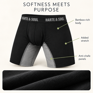 Harte & Soul Men’s Bamboo 5 Pack Anti-Chafe Boxers - Assorted Colours
