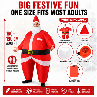 Adult Inflatable Big Santa Costume 160–190cm - Christmas