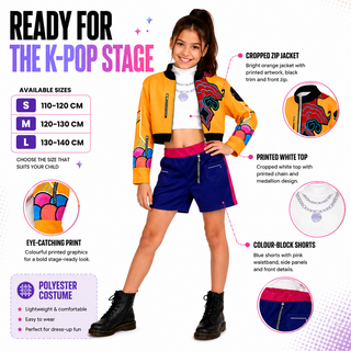 Girls K-Pop Costume Pop Idol Fancy Dress – Sizes 5-6 to 9-10