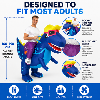 Adults Inflatable Dinosaur Ride-On Costume 160–190cm – Blue
