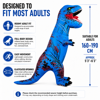 Adult Inflatable T-Rex Dinosaur Costume 160-190cm – Blue