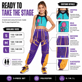 Girls K-Pop Costume Dance Performer Fancy Dress – Sizes 5-6 to 9-10