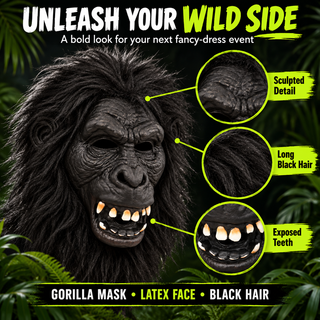 Scary Gorilla Latex Mask – Halloween Fancy Dress Costume - Horror