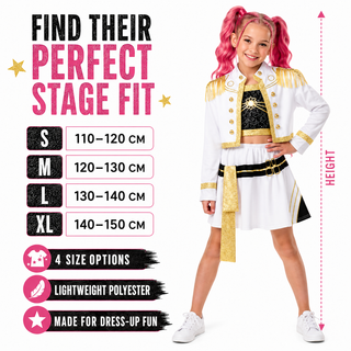 Girls K-Pop Costume Star Singer Fancy Dress – Sizes 5-6 to 9-10