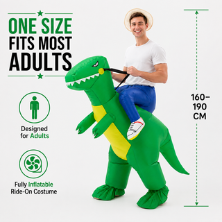 Adults Inflatable T-Rex Ride-On Costume 160–190cm – Green