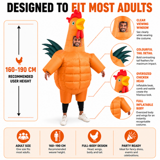 Adult Inflatable Chunky Chicken Costume 160-190cm - Animal