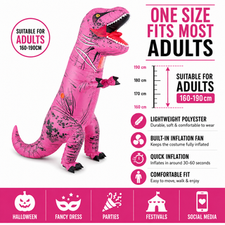 Adult Inflatable T-Rex Dinosaur Costume 160-190cm – Pink