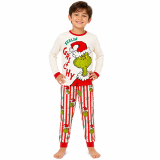 Kids Grinch Christmas Pyjamas - Feelin’ Grinchy Festive Design - Ages 2-3 to 15-16 Years