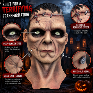 Premium Frankenstein Monster Mask – Scary Halloween Fancy Dress Costume
