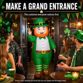 Adult Inflatable Leprechaun Costume - One Size 160–190cm – Perfect for St Patrick’s Day, Parties & Fancy Dress