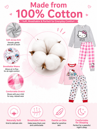 Hello Kitty Girls Long Pyjamas Set 2 Pack- Ages 18 Months–14 Years