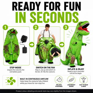 Adult Inflatable T-Rex Dinosaur Costume 160-190cm – Green
