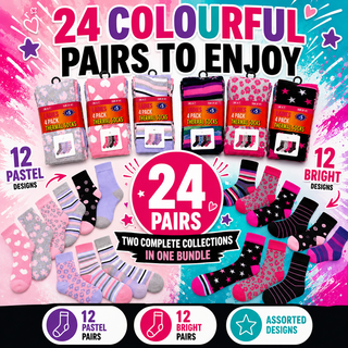 K Collection Ladies Thermal Socks 12 Pairs – Soft Pastel Colours - Warm Winter Brushed Socks for Women UK 4-7 (EUR 37-41) Assorted Designs