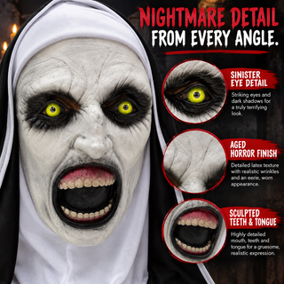 Scary Nun Horror Mask – Halloween Fancy Dress Costume