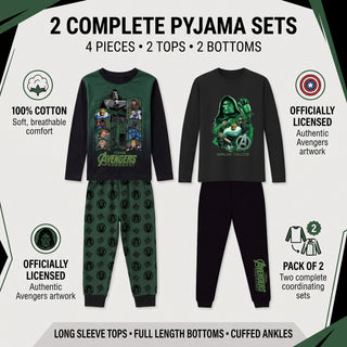 Marvel Avengers Doomsday Kids 2 Pack Long Pyjamas - 3-4 to 13-14 Years