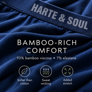 Harte & Soul Men’s Bamboo 5 Pack Anti-Chafe Boxers - Assorted Colours
