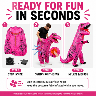 Adult Inflatable T-Rex Dinosaur Costume 160-190cm – Pink