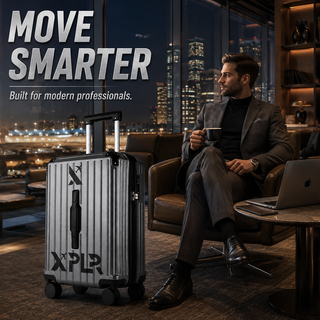 XPLR Cabin Suitcase 20 Inch (55x34x24cm) - Hard Shell Carry On Luggage with USB Charging Port, Cup Holder, TSA Lock, 360° Spinner Wheels, Lightweight 2.8kg Hand Luggage for Travel