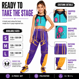 Girls K-Pop Costume Dance Performer Fancy Dress – Sizes 5-6 to 9-10