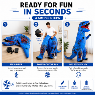Adult Inflatable T-Rex Dinosaur Costume 160-190cm – Blue