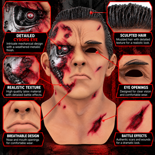 Premium Terminator Robot Mask – Scary Halloween Fancy Dress Costume