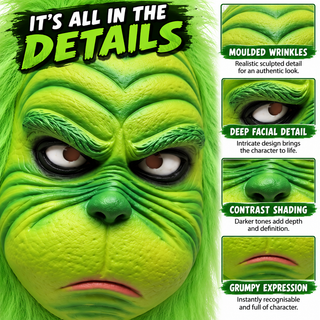 Grinch Latex Mask – Grumpy Christmas Fancy Dress Costume