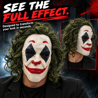 Adults Scary Joker Clown Latex Mask – Halloween Fancy Dress Costume
