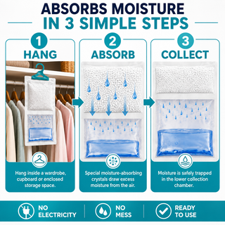 K Collection Hanging Wardrobe Dehumidifier Bags for Damp & Moisture