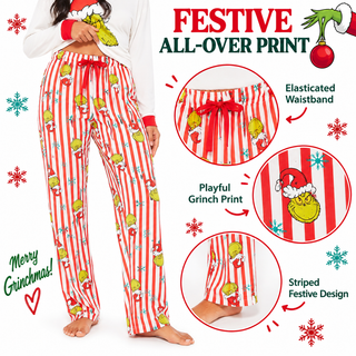 Ladies Grinch Christmas Pyjamas - Feelin’ Grinchy Festive Design - Sizes S-2XL
