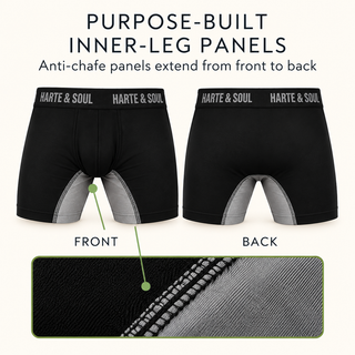 Harte & Soul Men’s Bamboo 5 Pack Anti-Chafe Boxers - Black
