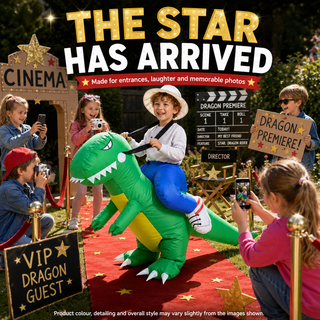 Younger Kids’ Inflatable Green Dragon Ride-On Costume – One Size 80–120 cm – Perfect for Parties, School Events & Halloween