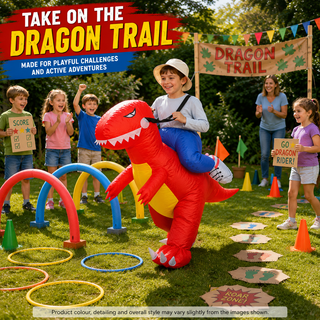 Younger Kids’ Inflatable Red Dragon Ride-On Costume – One Size 80–120 cm – Perfect for Parties, School Events & Halloween