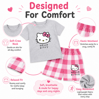 Hello Kitty Girls 2 Pack Short Pyjamas Set | 100% Cotton | Ages 18 Months–14 Years