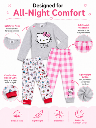 Hello Kitty Girls Long Pyjamas Set 2 Pack- Ages 18 Months–14 Years